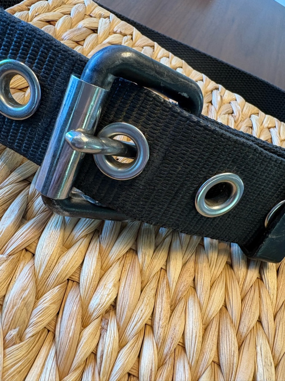 Black Webbed Men's Belt with Silver Grommet Hardware Punk Grunge Utility 38”-42” - Picture 2 of 8